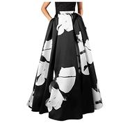 Maxirock Damen Lang Sommer Blumen-Strandrock Swing Rock-Maxirock Vintage Lange A-Linie Strandrock Chiffon-Rock Damenrock Freizeitrock-Sommerrock Boho-Maxi Langer Rock-Long Skirt