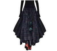 Maxirock Damen Lang Vintage Gothic-Rock Große Größen Faltenrock Karierter-Rock Ausgestellt Plissee-Rock Asymmetrisch Lange Rock A-Linie Tüllrock Mädchen Y2K Rock Mittelalter Langerock