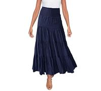 Maxirock Damen Lang,Volant Rock Damen Boho,Faltenrock Damen Elegant Freizeitrock Elastischer Taille Swing Maxi Rock A Linie Rüschen Plisseerock Lange Röcke High Waist Damenrock mit Kordelzug