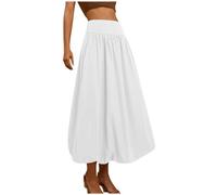 Maxirock Damen Sommer, Faltenrock Damen Lang Plisseerock Casual Sommerrock Leicht Und Luftig Elastischer Hohe Taille Skirt Musselin Plissee Rock Boho a Linie Röcke Lässige Damen Sommerrock