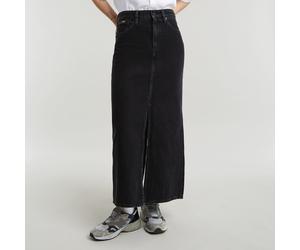 Maxirock G-STAR "Viktoria Long Skirt wmn", Damen, Gr. 26, schwarz (worn in schwarz obsidian), Web, Obermaterial: 100% Baumwolle, straight fit lang, Röcke Maxirock, im Jeans-Look (84911833-26)