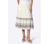 Maxirock HEINE, Damen, Gr. 46, champagner, dunkeltaupe, gemustert, 100% Baumwolle, geblümt, gemustert, mehrfarbig, lang, Röcke Maxirock (13421936-46) champagner, dunkeltaupe, gemustert