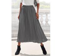 Maxirock LASCANA, Damen, Gr. 38, grau (anthrazit), Web, Obermaterial: 100% Polyester, unifarben, figurumspielend knöchellang, Röcke Maxirock, mit Plisseefalten, edel glänzende Ware (35109856-38) anthr