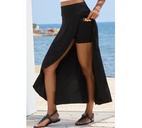 Maxirock LASCANA, Damen, Gr. 40, schwarz, Jersey, Obermaterial: 95% Viskose, 5% Elasthan, unifarben, figurumspielend knöchellang, Röcke Maxirock, mit integrierter Shorts und kleiner Tasche, Strandrock