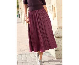 Maxirock LASCANA, Damen, Gr. 42, bordeaux, Web, Obermaterial: 100% Polyester, unifarben, figurumspielend knöchellang, Röcke Maxirock, mit Plisseefalten, edel glänzende Ware, festlich (69571149-42) bor