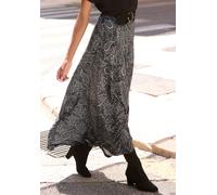 Maxirock LASCANA, Damen, Gr. 44, schwarz, grau, creme bedruckt, Jersey, Obermaterial: 100% Viskose, Paisley, bedruckt, figurumspielend, Röcke Maxirock (99143550-44) schwarz, grau, creme bedruckt