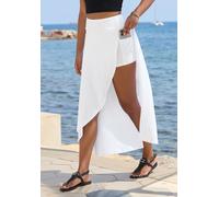 Maxirock LASCANA, Damen, Gr. 44, weiß, Jersey, Obermaterial: 95% Viskose, 5% Elasthan, unifarben, figurumspielend knöchellang, Röcke Maxirock, mit integrierter Shorts und kleiner Tasche, Strandrock, S