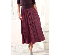 Maxirock LASCANA, Damen, Gr. 40, bordeaux, Web, Obermaterial: 100% Polyester, unifarben, figurumspielend knöchellang, Röcke Maxirock, mit Plisseefalten, edel glänzende Ware (69571149-40) bordeaux