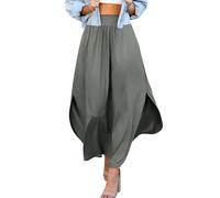 Maxirock Mit Seitlichem Schlitz Und Tasche Für Sommer Rock Sommerrock Damen Rock Mit Schlitz Jeansrock Damen Lang Faltenrock Leinenrock Mini Skirt Röcke Sommer Maxi Plissee