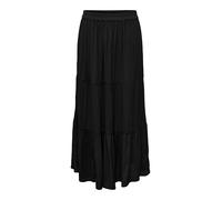 Maxirock ONLY CARMAKOMA "CARMIKKA LONG SKIRT WVN NOOS", Damen, Gr. M, schwarz, Web, Obermaterial: 100% Viskose, unifarben, lang, Röcke Maxirock, mit Volant (99949318-M) schwarz