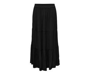 Maxirock ONLY CARMAKOMA "CARMIKKA LONG SKIRT WVN NOOS", Damen, Gr. S, schwarz, Web, Obermaterial: 100% Viskose, unifarben, lang, Röcke Maxirock, mit Volant (99949318-S) schwarz
