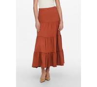 Maxirock ONLY "ONLMAY MAXI SKIRT", Damen, Gr. S (36), braun (arabian spice), Jersey, Obermaterial: 100% Baumwolle, unifarben, figurbetont knöchelfrei, Röcke Maxirock, Baumwolle, mit Volant (61505301-S