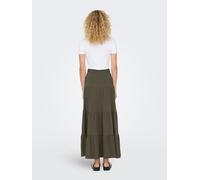 Maxirock ONLY "ONLMAY MAXI SKIRT", Damen, Gr. XS (34), grün (grape leaf), Jersey, Obermaterial: 100% Baumwolle, unifarben, figurbetont knöchelfrei, Röcke Maxirock, Baumwolle, mit Volant (19598963-XS) 