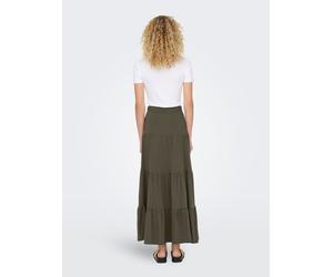 Maxirock ONLY "ONLMAY MAXI SKIRT", Damen, Gr. XS (34), grün (grape leaf), Jersey, Obermaterial: 100% Baumwolle, unifarben, figurbetont knöchelfrei, Röcke Maxirock, Baumwolle, mit Volant (19598963-XS) 