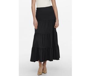 Maxirock ONLY "ONLMAY MAXI SKIRT", Damen, Gr. XS (34), schwarz, Jersey, Obermaterial: 100% Baumwolle, unifarben, figurbetont knöchelfrei, Röcke Maxirock, Baumwolle, mit Volant (14832960-XS) schwarz