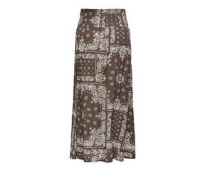 Maxirock ONLY "ONLSAKI AMBEL LONG BAND SKIRT WVN", Damen, Gr. M (38), chocolate martini aop:braun bandana, Web, Obermaterial: 100% Viskose, bedruckt, lang, Röcke Maxirock, Viskose (69159937-M) chocola