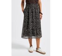 Maxirock STREET ONE, Damen, Gr. 42, braun (deep roast braun), Stoff, Obermaterial: 100% Polyester; Unterrock 100% Modal, gemustert, normal wadenlang, Röcke Maxirock, mit Grafikmuster (71562354-42) dee