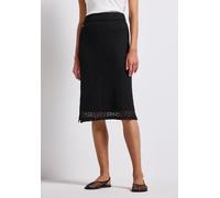 Maxirock STREET ONE, Damen, Gr. 44, schwarz, Web, Obermaterial: 73% Baumwolle, 27% Polyester; Unterrock: 95% Viskose, 5% Elasthan, unifarben, normal wadenlang, Röcke Maxirock, softer Materialmix (4370