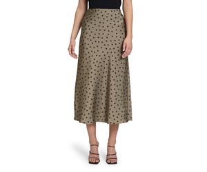 Maxirock VERA MONT "Damen mit Print", Damen, Gr. 42, grün (khaki, schwarz), Satin, Obermaterial: 100% Polyester, gerade lang, Röcke Maxirock (52890952-42) khaki, schwarz