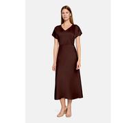 Maxirock VERA MONT "Damen wadenlang", Damen, Gr. 42, braun (rostbraun), Satin, Obermaterial: 100% Polyester, gerade lang, Röcke Maxirock, Material (23871334-42) rostbraun