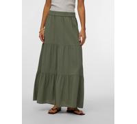 Maxirock VERO MODA "VMDICTHE HW MAXI SKIRT WVN GA", Damen, Gr. XS (34), laurel wreath, Web, Obermaterial: 100% Baumwolle, unifarben, lang, Röcke Maxirock, Baumwolle (47759914-XS) laurel wreath