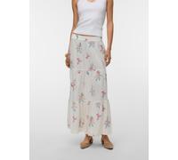 Maxirock VERO MODA "VMDICTHE HW MAXI SKIRT WVN GA", Damen, Gr. XS (34), snow weiß aop:wendy, Web, Obermaterial: 100% Baumwolle, bedruckt, lang, Röcke Maxirock, Baumwolle (36828865-XS) snow weiß aop:we