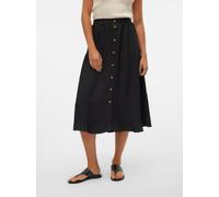 Maxirock VERO MODA "VMMELANEY HW BUTTON CALF SKIRT WVN NOOS", Damen, Gr. L (40), schwarz, Web, Obermaterial: 100% Polyester, unifarben, regular fit knöchellang, Röcke Maxirock (33092903-L) schwarz