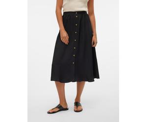 Maxirock VERO MODA "VMMELANEY HW BUTTON CALF SKIRT WVN NOOS", Damen, Gr. M (38), schwarz, Web, Obermaterial: 100% Polyester, unifarben, regular fit knöchellang, Röcke Maxirock (33092903-M) schwarz