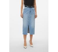 Maxirock VERO MODA "VMVERI HR CALF DENIM SKIRT GA NOOS", Damen, Gr. L (40), blau (light blau denim), Denim/Jeans, Obermaterial: 99% Baumwolle, 1% Elasthan, unifarben, regular fit wadenlang, Röcke Maxi