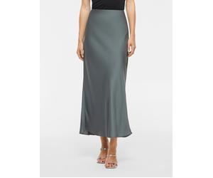Maxirock VILA "VIELLETTE HW LONG SKIRT - NOOS", Damen, Gr. 34, grau (balsam grün), Web, Obermaterial: 100% Polyester, unifarben, Basic schmal wadenlang, Röcke Maxirock, Kunstfaser (72735339-34) balsam