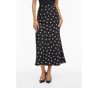 Maxirock VILA "VIELLETTE HW LONG SKIRT - NOOS", Damen, Gr. 36, schwarz aop:snow weiß dots, Web, Obermaterial: 100% Polyester, bedruckt, Basic schmal wadenlang, Röcke Maxirock (93900767-36) schwarz aop
