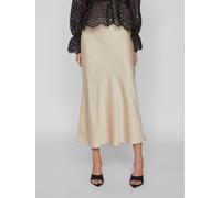 Maxirock VILA "VIELLETTE HW LONG SKIRT - NOOS", Damen, Gr. 38, beige (cement), Web, Obermaterial: 100% Polyester, unifarben, Basic schmal wadenlang, Röcke Maxirock, Kunstfaser (94051860-38) cement