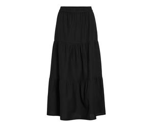 Maxirock VILA "VIPRISILLA HW ANKLE SKIRT - NOOS", Damen, Gr. 36, schwarz beauty, Web, Obermaterial: 50% Viskose, 40% Baumwolle, 10% Leinen, unifarben, regular fit knöchellang, Röcke Maxirock (29645349
