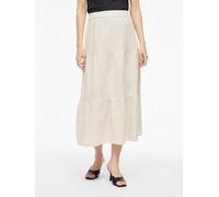 Maxirock VILA "VIPRISILLA HW ANKLE SKIRT - NOOS", Damen, Gr. 38, super light natural melan, Web, Obermaterial: 50% Viskose, 40% Baumwolle, 10% Leinen, meliert, unifarben, regular fit knöchellang, Röck
