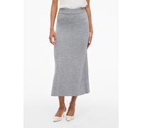 Maxirock VILA "VIRIL ANKLE KNIT SKIRT - NOOS", Damen, Gr. M (38), grau (medium grau melange), Feinstrick, Obermaterial: 50% Viskose, 28% Polyester, 22% Nylon, unifarben, regular fit wadenlang, Röcke M