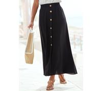 Maxirock VIVANCE, Damen, Gr. 46, schwarz, Web, Obermaterial: 100% Viskose, unifarben, figurumspielend knöchellang, Röcke Maxirock, mit Zierknöpfen in Holzoptik, elastischer Sommerrock (60044346-46) sc