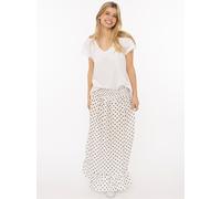 Maxirock ZWILLINGSHERZ "Classic Dots", Damen, Gr. L/XL, weiß, Obermaterial: 59% Viskose, 30% Baumwolle, 11% Leinen, Röcke Maxirock, knöchellang, elastischer Bund, mit Punkten (57474611-L) weiß