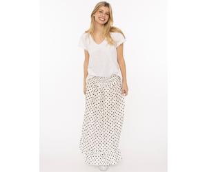 Maxirock ZWILLINGSHERZ "Classic Dots", Damen, Gr. L/XL, weiß, Obermaterial: 59% Viskose, 30% Baumwolle, 11% Leinen, Röcke Maxirock, knöchellang, elastischer Bund, mit Punkten (57474611-L) weiß