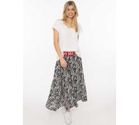 Maxirock ZWILLINGSHERZ "Classic Zebra", Damen, Gr. L/XL, schwarz, Web, Obermaterial: 100% Viskose, Röcke Maxirock, Zebramuster, Gummizug mit Schrift, leichtes Material, knöchellang (39352733-L) schwar