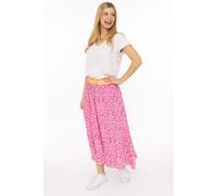 Maxirock ZWILLINGSHERZ "Geometric Flowers", Damen, Gr. L/XL, pink, Web, Obermaterial: 100% Viskose, Röcke Maxirock, Florales Muster, Gummizug mit Schrift, leichtes Material, knöchellang (16623166-L) p