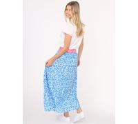 Maxirock ZWILLINGSHERZ ""Leo Herzen"", Damen, Gr. L/XL, blau, Web, Obermaterial: 100% Viskose, animal-print, loose fit knöchellang, Röcke Maxirock, Animal-Muster, knöchellang, Gummizug, leicht (773244