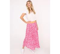 Maxirock ZWILLINGSHERZ "Leo Herzen", Damen, Gr. S/M, pink, Web, Obermaterial: 100% Viskose, loose fit knöchellang, Röcke Maxirock, Animal-Muster, knöchellang, Gummizug, leicht (54098644-S) pink