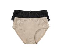 Maxislip BONPRIX, Damen, Gr. 40/42 (M), 2 Stk., beige (kreidebeige, schwarz), Obermaterial: 80% Polyamid, 20% Elasthan. Netzfutter: 90% Polyamid, 10% Elasthan. Spitze: 87% Polyamid, 13% Elasthan, Unte