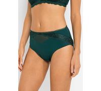 Maxislip BONPRIX, Damen, Gr. 52/54 (XXL), grün (tiefgrün), Obermaterial: 80% Polyamid, 20% Elasthan. Futter: 90% Polyamid, 10% Elasthan. Spitze: 88% Polyamid, 12% Elasthan, Unterhosen, Maxislip (50615