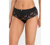 Maxislip BONPRIX "Maxislip mit zarter Spitze", Damen, Gr. 40/42 (M), schwarz (schwarz, kreidebeige), Obermaterial: 80% Polyamid, 20% Elasthan. Futter: 92% Polyamid, 8% Elasthan. Spitze: 90% Polyamid, 