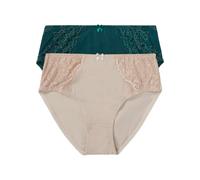 Maxislip BONPRIX, Damen, Gr. 48/50 (XL), 2 Stk., grün (tiefgrün, naturstein), Obermaterial: 80% Polyamid, 20% Elasthan. Futter: 90% Polyamid, 10% Elasthan. Spitze: 89% Polyamid, 11% Elasthan, Unterhos
