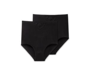 Maxislip SCHIESSER "Cotton Essentials", Damen, Gr. 36, 000, schwarz, Feinripp, Obermaterial: 100% Baumwolle, unifarben, bequem, Unterhosen, mit zarten Stickerei-Motiven (138135-36) 000, schwarz