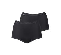 Sloggi Taillenslip Basic+ Maxi - elastische Mäusezähnchenkante - 2 St., Gr. 38, Schwarz, Damen