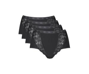 Maxislip SLOGGI "Chic", Damen, Gr. 52, schwarz, Single Jersey, Obermaterial: 95% Baumwolle, 5% Elasthan. Spitze: 71% Polyamid, 20% Baumwolle, 9% Elasthan, gemustert, unifarben, körpernah, Unterhosen,