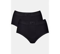 Maxislip SLOGGI "Double Comfort", Damen, Gr. 44, schwarz, Single Jersey, Obermaterial: 95% Baumwolle, 5% Elasthan. Besatz: 86% Baumwolle, 14% Elasthan, unifarben, normal, Unterhosen, Baumwollmix, elas